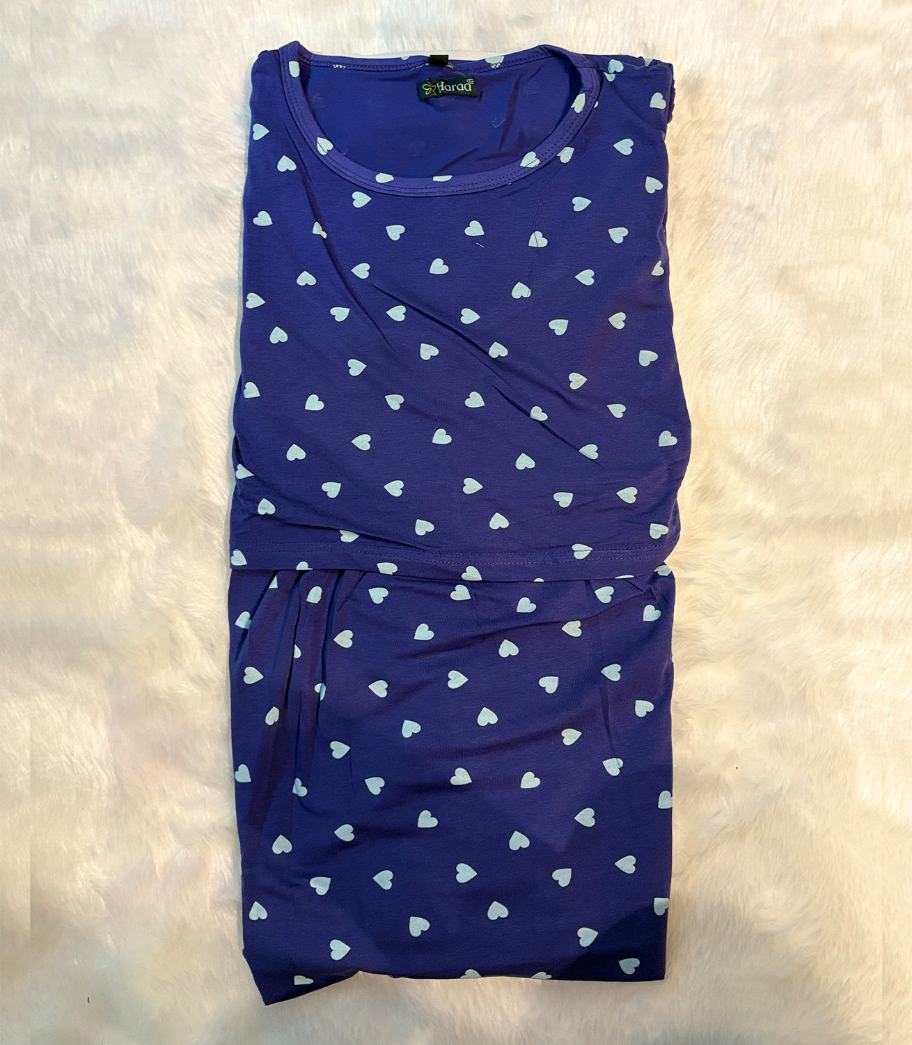 Midnight Hearts Lounge Dress Chic and comfy! This deep blue lounge dress with heart prints is the perfect mix of relaxation and charm for home or bedtime.