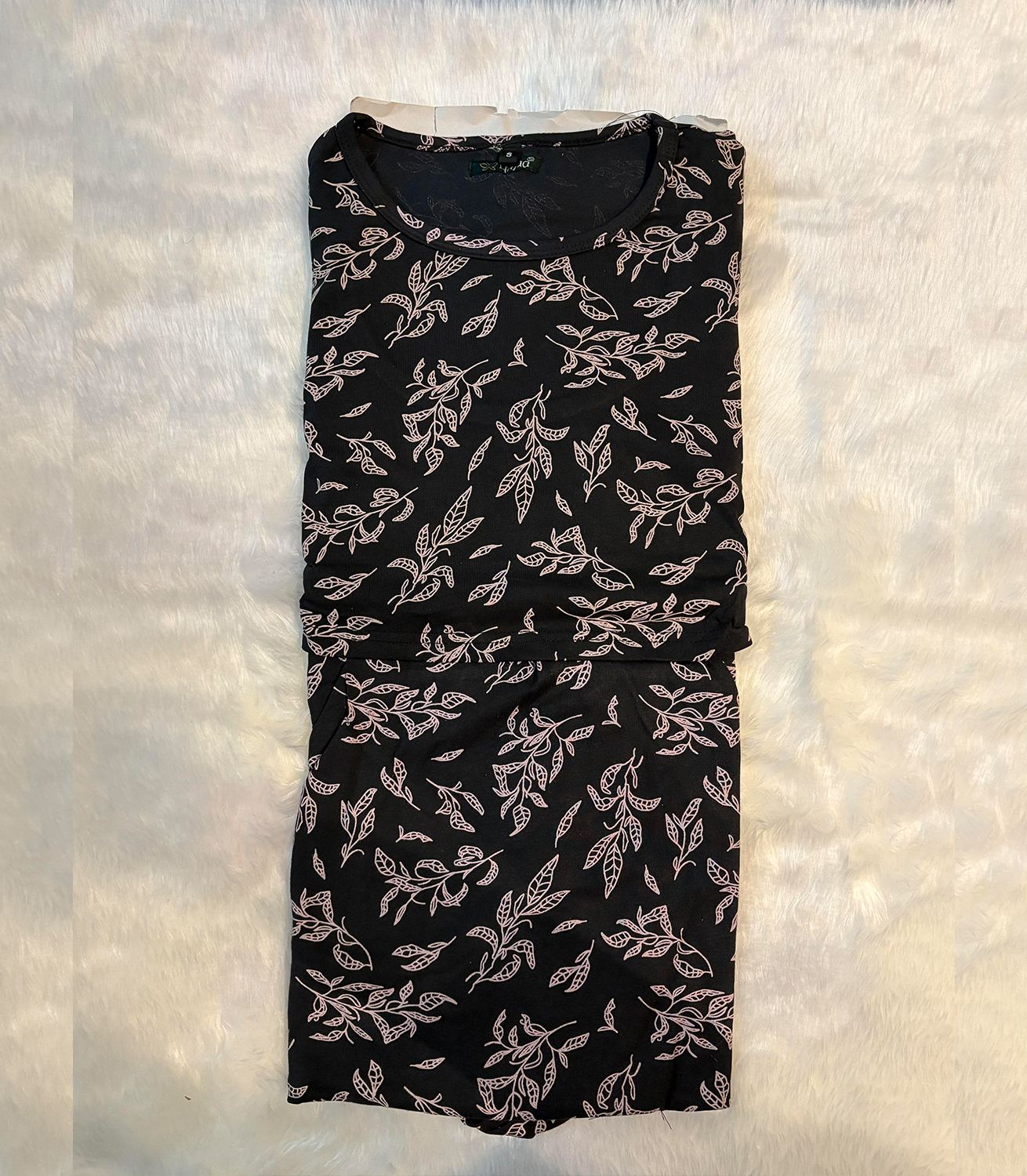 Midnight_Bloom_Lounge_Dress Stay comfy and stylish in our Midnight Bloom Lounge Dress – soft, breathable, and perfect for relaxing, errands, or casual outings.