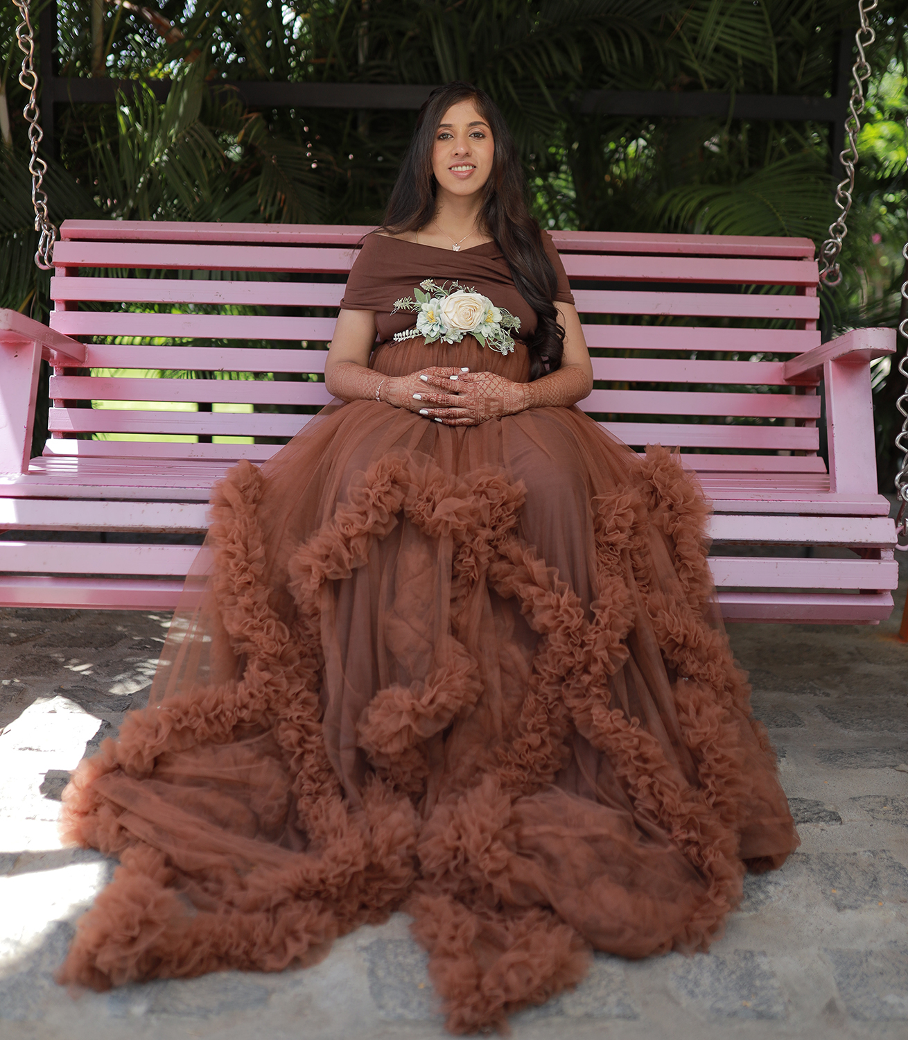 Brown Ruffled Gown 1