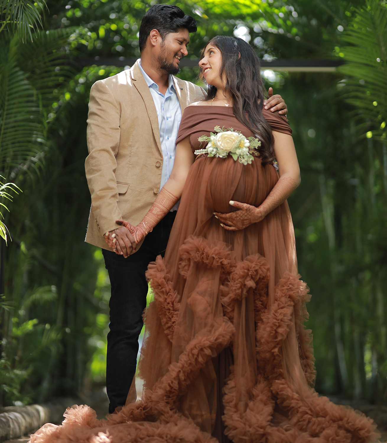 Brown Ruffled Gown 2 brown