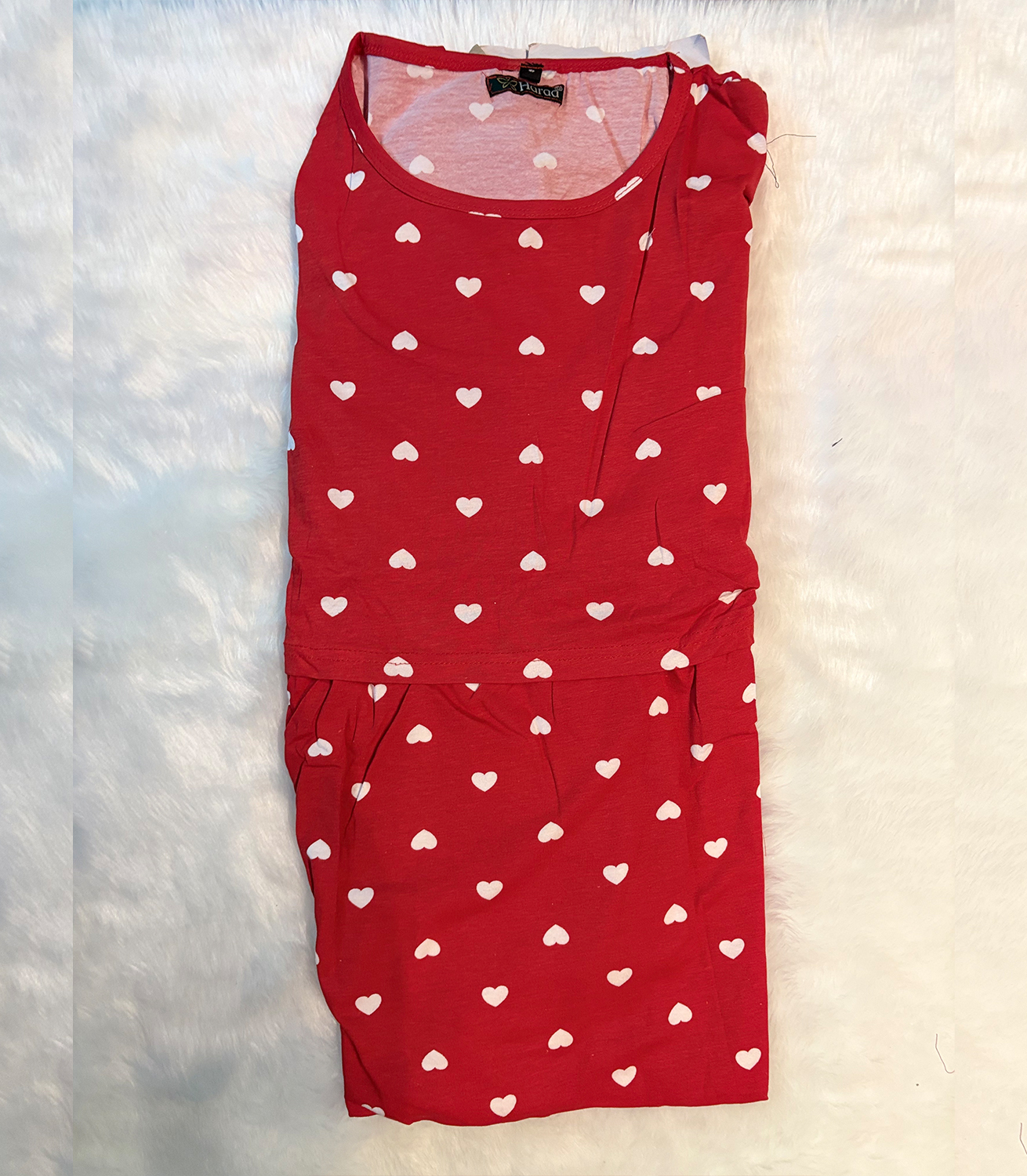 Cherry Heartbeat Lounge Dress Simple, sweet, and comfy! This red heart-print lounge dress is made for easygoing days and lovable vibes.