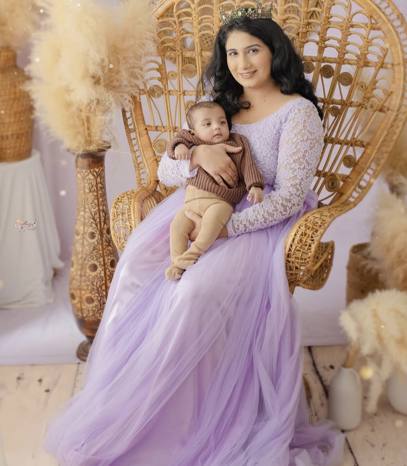 Lavender Full Hand Netted Gown 1