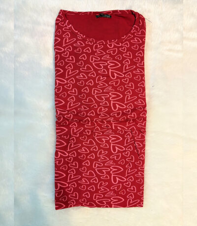 Spread the love in this heart-printed lounge dress – soft, sweet, and perfect for cozy moments or cute at-home looks.