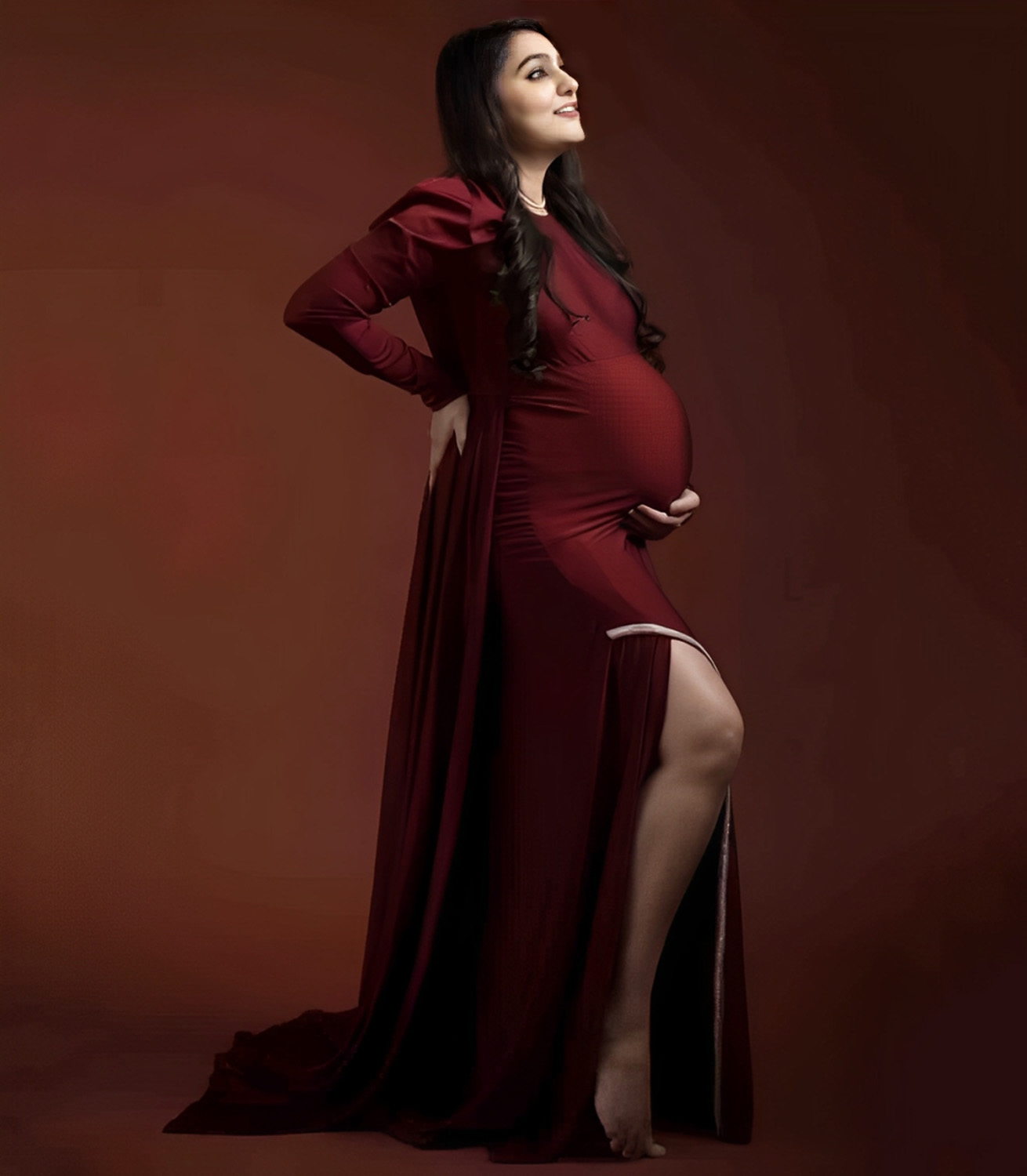 Maroon Long Tail Gown 3