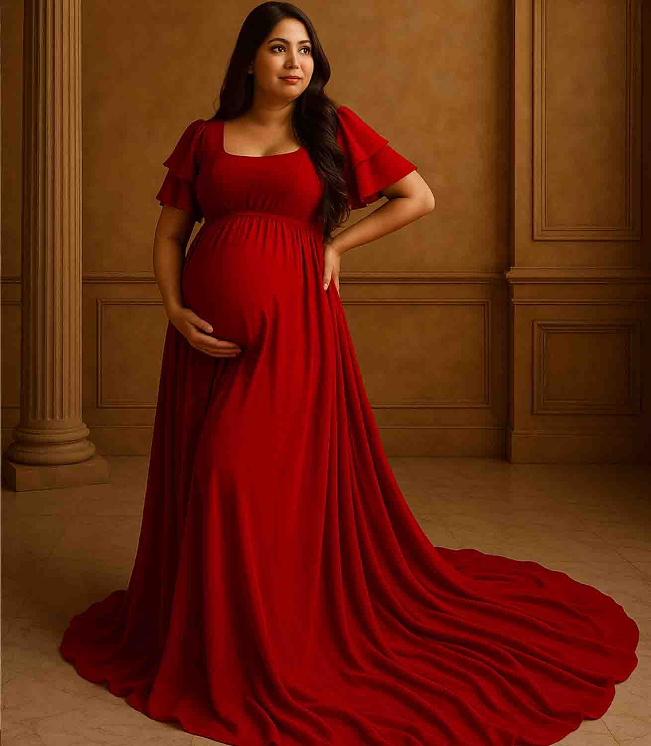 Red Long Tail Gown 2