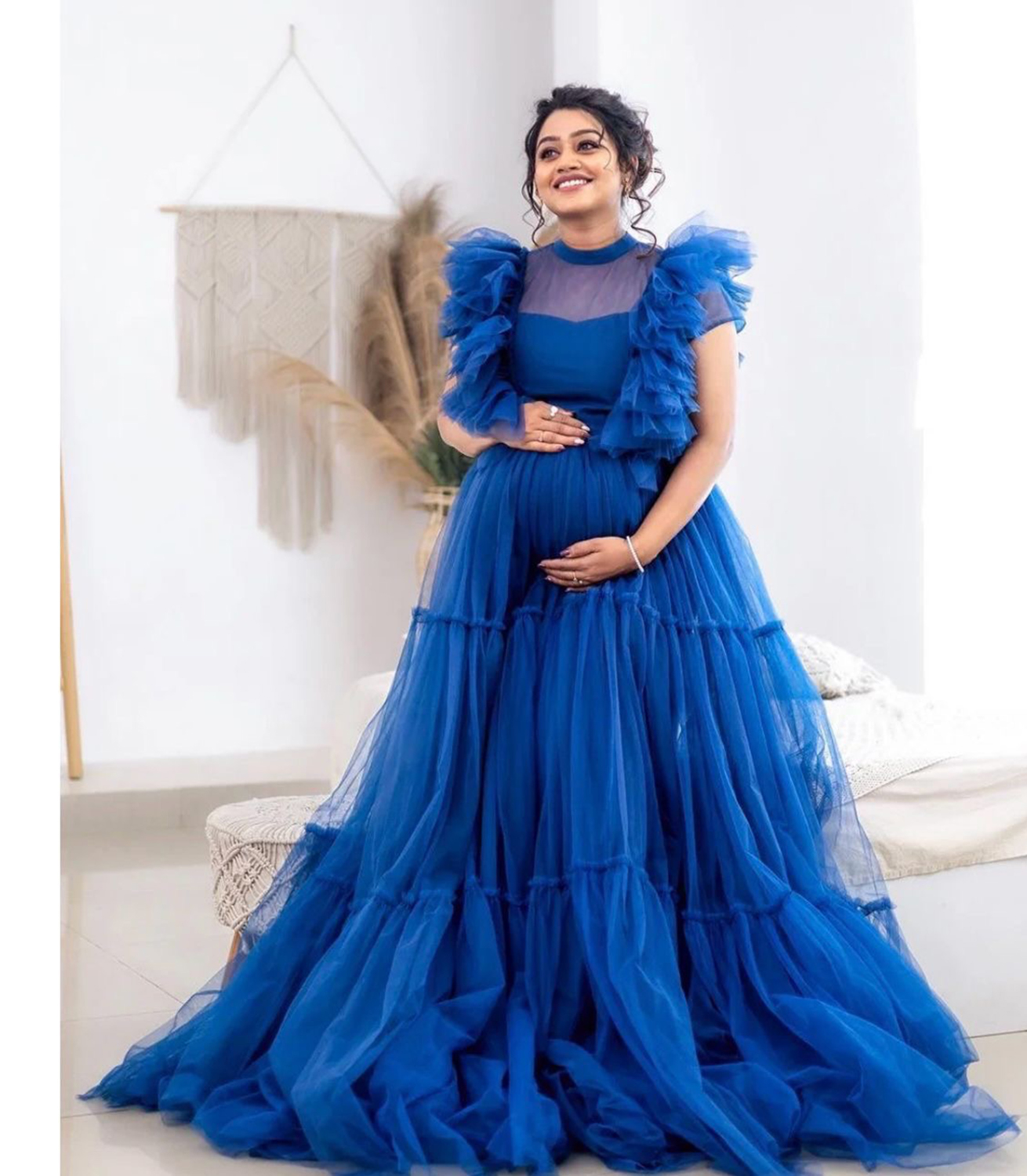 Royal Blue Netted Gown 1
