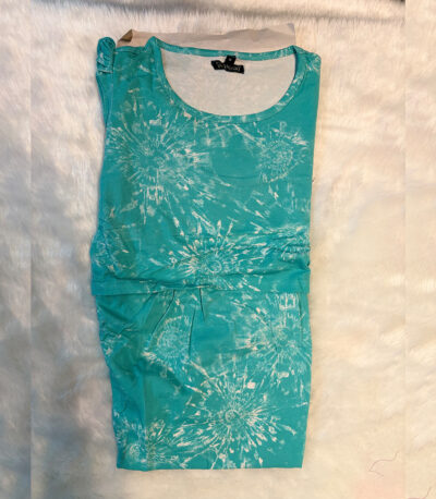 Bright, breezy, and blooming with style—this teal lounge dress with floral tie-dye print is a comfy must-have for laid-back days.